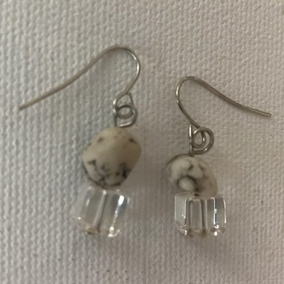 Handmade Faux Stone Earrings Retro One of a Kind - Picture 4 of 5